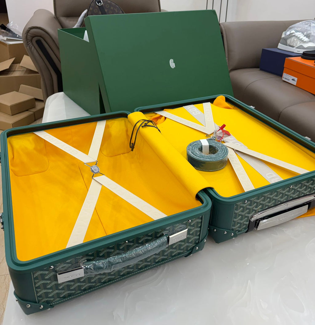 Green Goyard Bourget Trolley Case