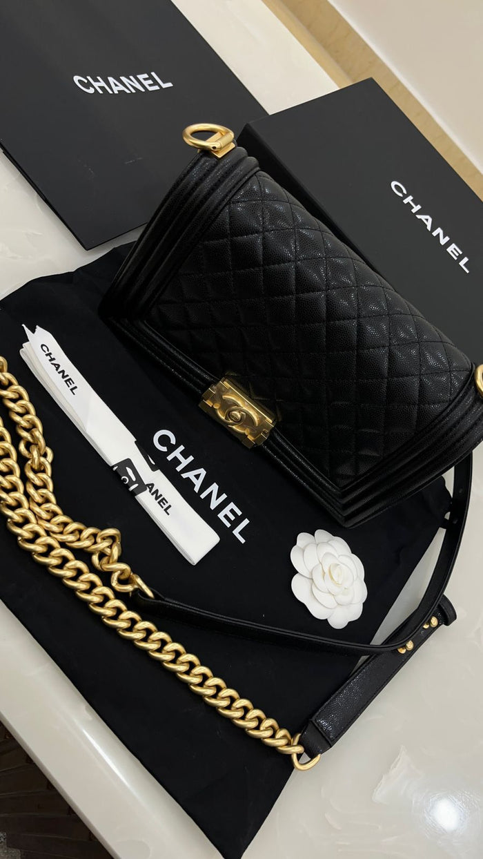 Black grained calfskin Chanel  Handbag