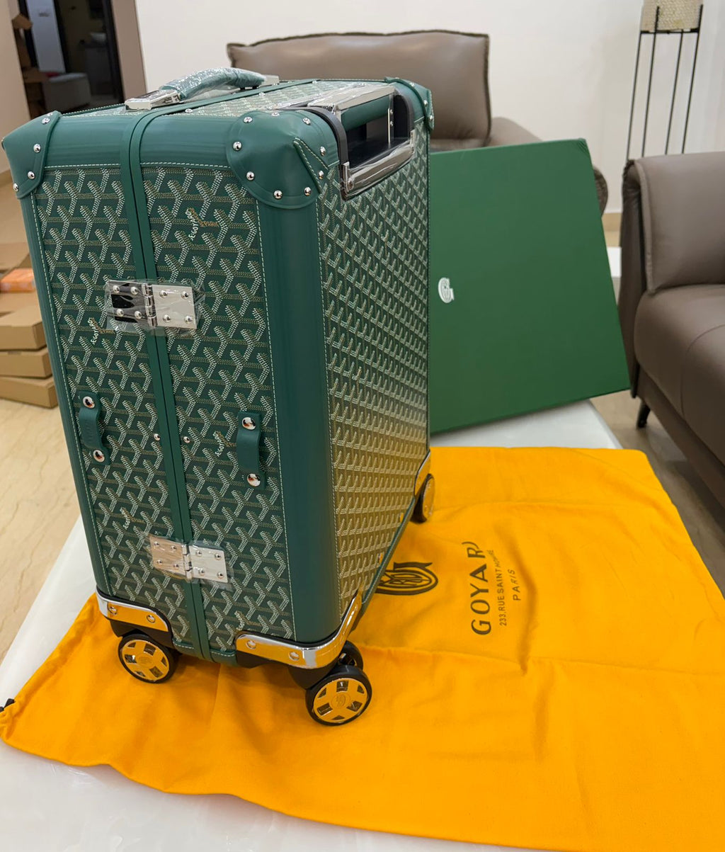 Green Goyard Bourget Trolley Case
