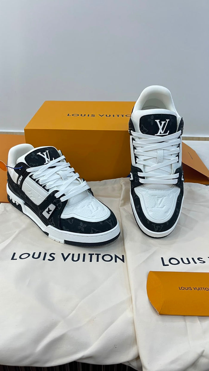 LOUIS VUITTON LV TRAINER MONOGRAM DENIM WHITE BLACK