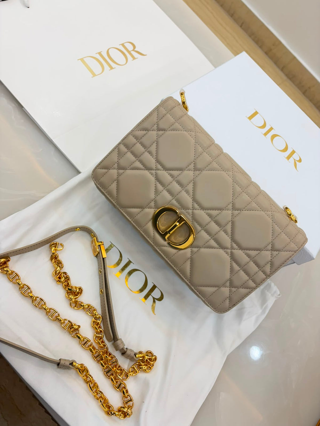 Dior Small Caro bag in beige