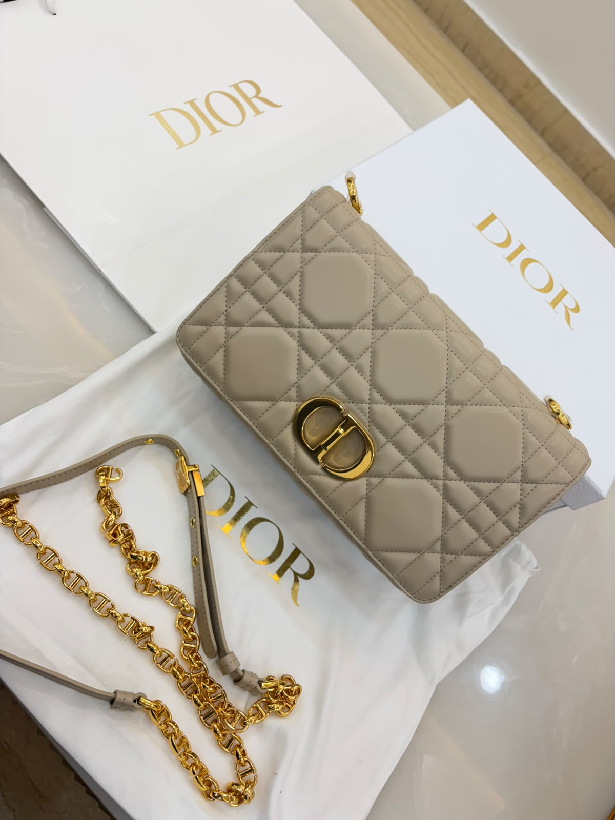 Dior Small Caro bag in beige