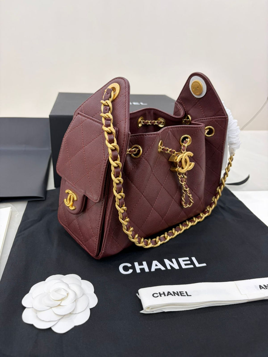 Burgundy Chanel 25 Hobo bag