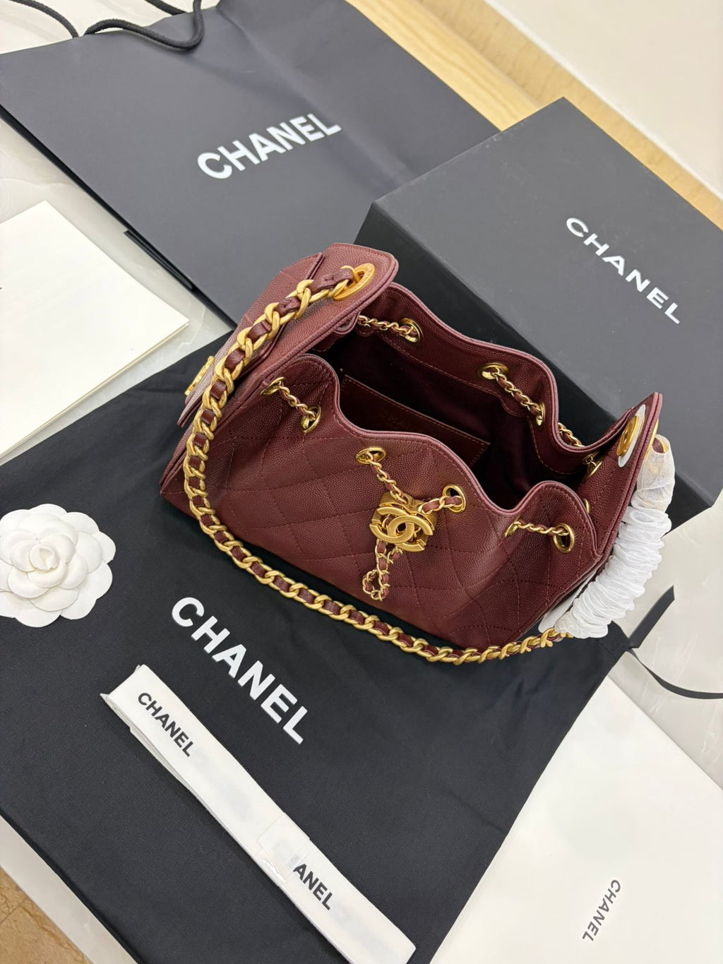 Burgundy Chanel 25 Hobo bag