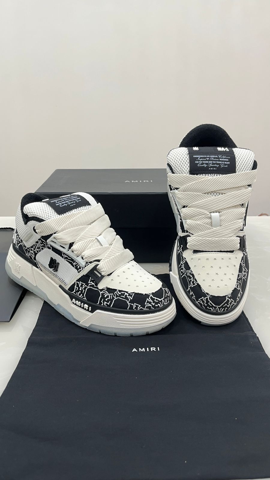 Amiri MA-1 sneakers in white and  black
